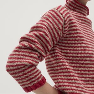 Babaa no 6 red striped cowl neck sweater